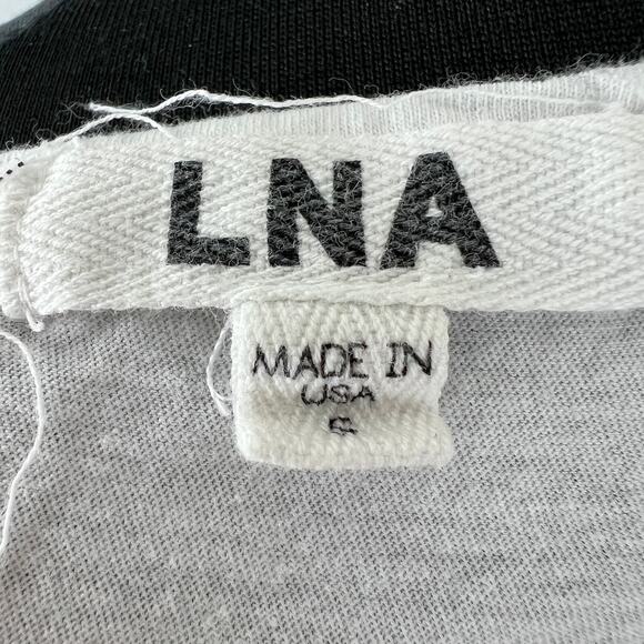 LNA White Cotton Crisscross Split V-Neck Short Sleeve Casual T-Shirt Top Size S - Picture 6 of 8